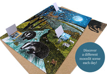 Load image into Gallery viewer, Advent Calendar Card Moonlight Woodland by Printmaker Molly Lemon for Nature Lovers