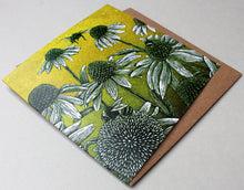 Load image into Gallery viewer, Bees and Echinacea Card (Green)