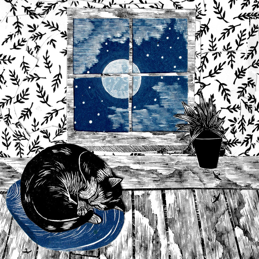 WHOLESALE LISTING Cat & Moon Greetings Card RRP £3