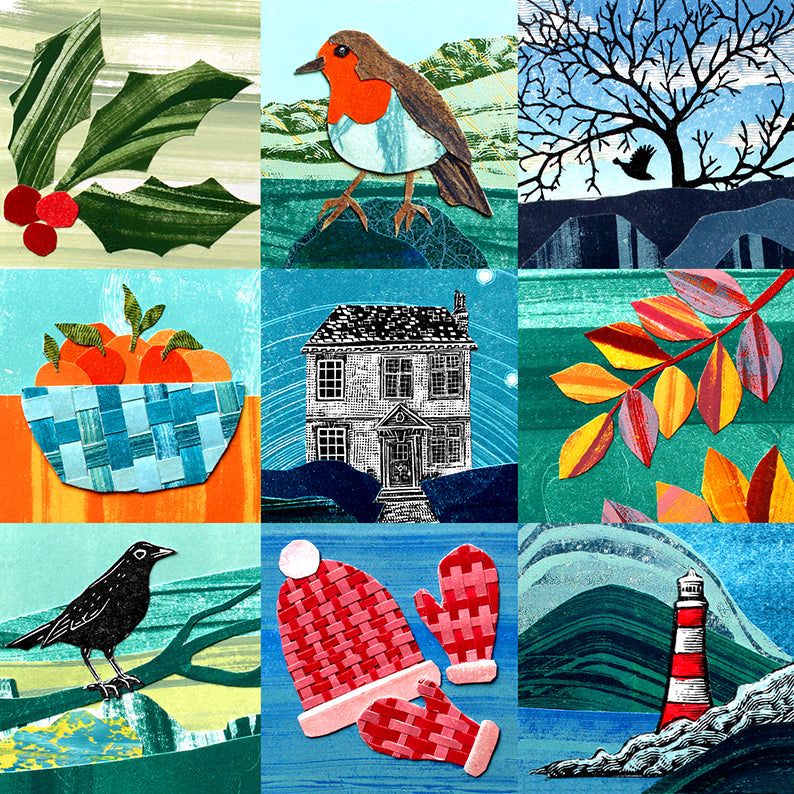 December Pattern Collage December Collages Card – Molly Lemon Art