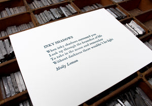 Letterpress Inky Shadows Poem