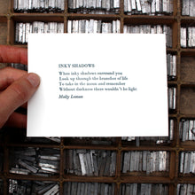 Load image into Gallery viewer, Letterpress Inky Shadows Poem
