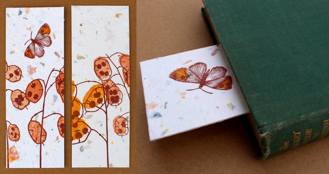 Handprinted Bookmark on Handmade Paper
