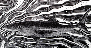 Molly Lemon Wood Engraving Shark