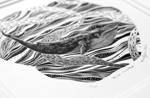 Molly Lemon Wood Engraving Whale
