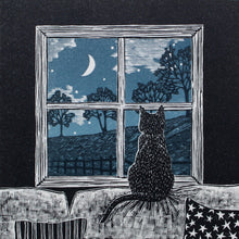 Load image into Gallery viewer, Cat and Moon (Editioned Original Print Collage) 2022
