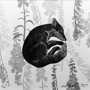 Molly Lemon Wood Engraving Fox