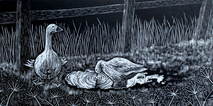 Molly Lemon Wood Engraving Geese