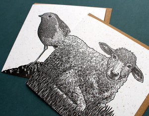 Robin and Sheep Letterpress Cards