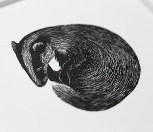 Molly Lemon Wood Engraving Badger