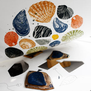 Molly Lemon Wood Engraving Seashells