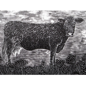 Molly Lemon Wood Engraving Cow