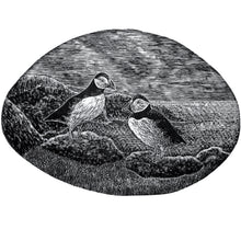 Load image into Gallery viewer, Molly Lemon Wood Engraving Puffins
